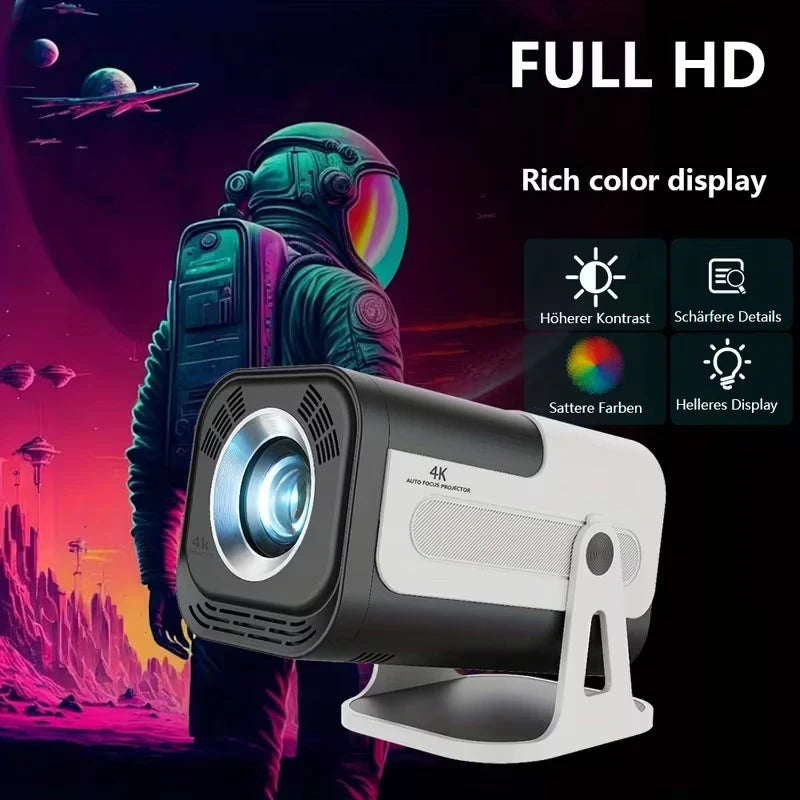 HY320 Mini Projector – 4K Support, Android 13, Wi-Fi 6, Bluetooth 5.0 – Portable Home Cinema Projector