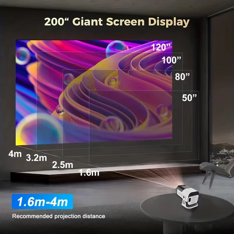 HY320 Mini Projector – 4K Support, Android 13, Wi-Fi 6, Bluetooth 5.0 – Portable Home Cinema Projector
