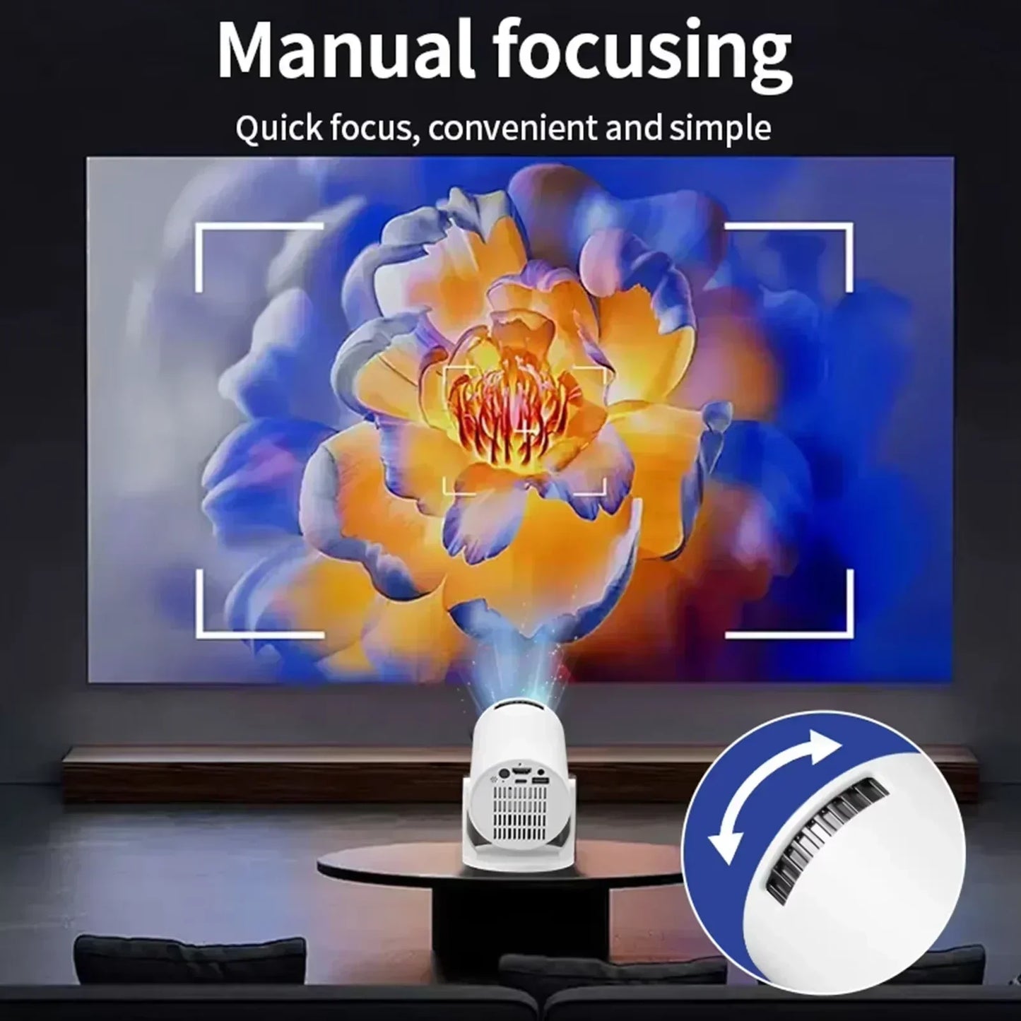 HY300 4K Android Projector – 8000 Lumens, 1080P Full HD, Wi-Fi 6, Bluetooth 5.0, Portable Mini Projector for Home & Outdoor