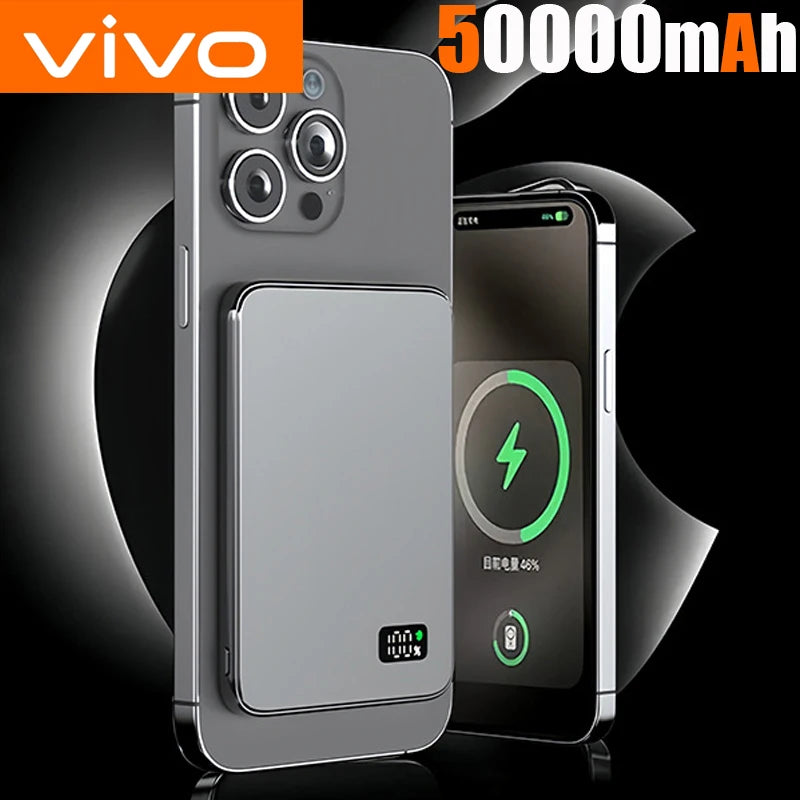 VIVO 50,000mAh Slim Power Bank – MagSafe Wireless, Fast Charging, Magnetic, with Smart Display (CCC Certified)