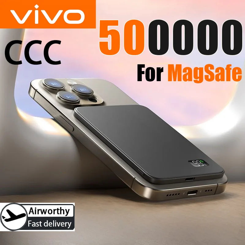 VIVO 50,000mAh Slim Power Bank – MagSafe Wireless, Fast Charging, Magnetic, with Smart Display (CCC Certified)