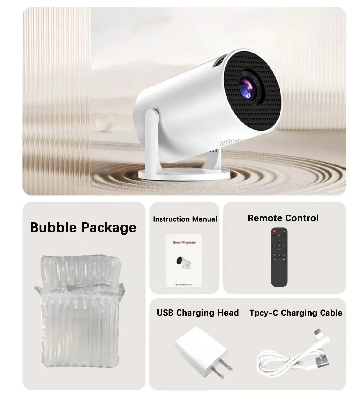 2025 HY300 Ultra 4K Ultra HD Portable Projector – Android 11, BT5.4, 300ANSI, Electronic Focus, Built-in Speaker for Home Theater