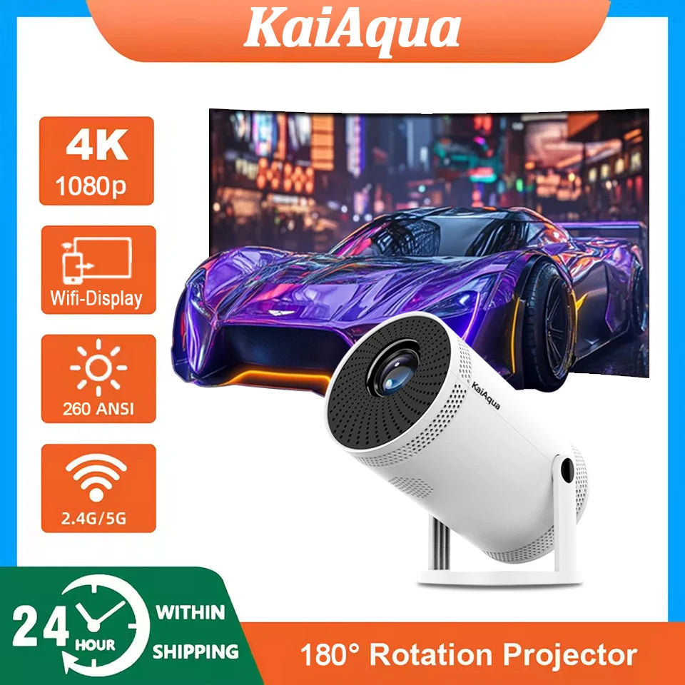 New 4K Portable Projector – Android 11, Wi-Fi 6, Bluetooth 5.0, 290ANSI, 1280×720P Home & Outdoor Cinema