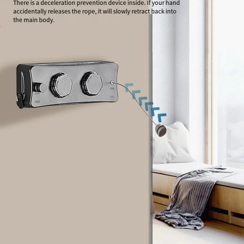 New 5.1 Meters Retractable Clothesline Dryer Indoor/Outdoor Bathroom Drying Rack Clothes Rack Laundry Drying Hanger Double Layer