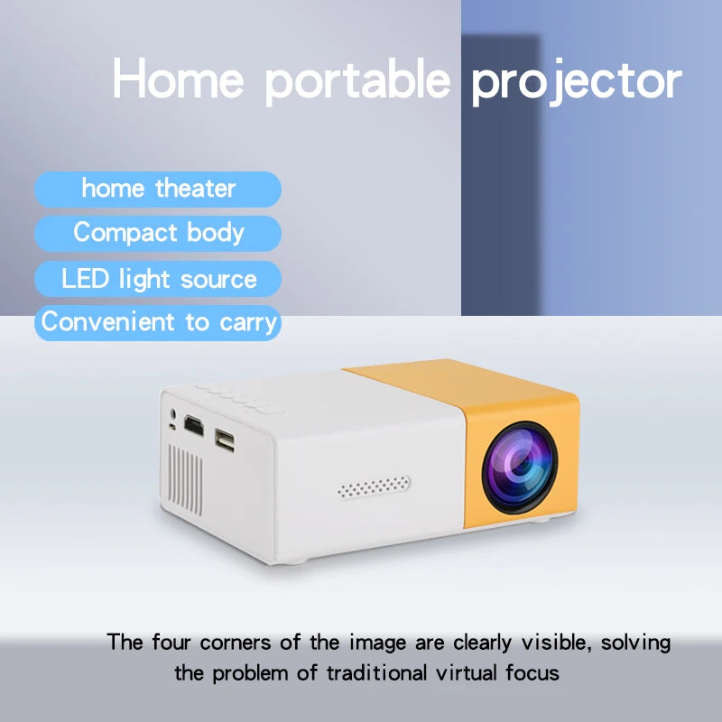 YG300 Mini Portable HD Projector – Compact, High Brightness, Perfect for Home & Outdoor Entertainment
