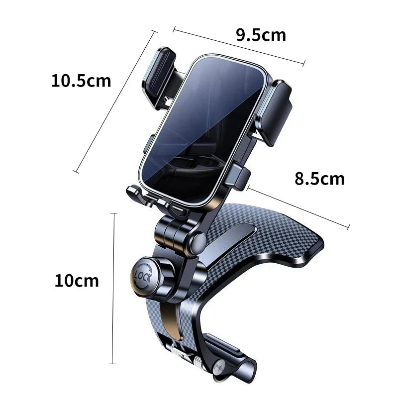 “360° Adjustable Car Phone Holder – Dashboard & Instrument Panel Mount for All Smartphones