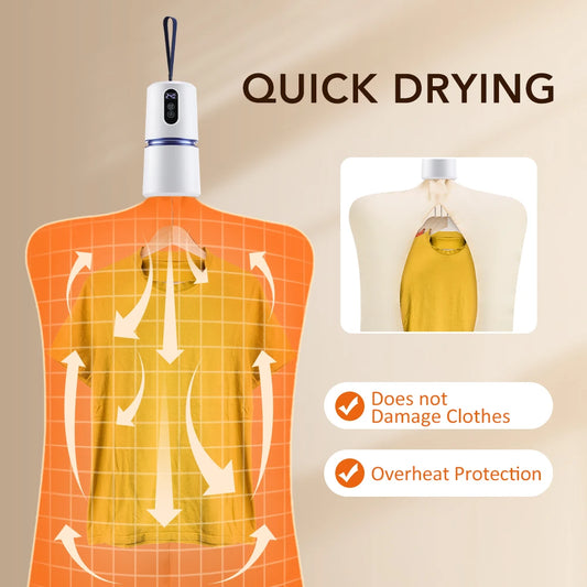 Portable Clothes Dryer Small Quiet Clothing Fast-Drying Machine Adjustable Timer Mini Laundry Dryer Foldable Electric Drying