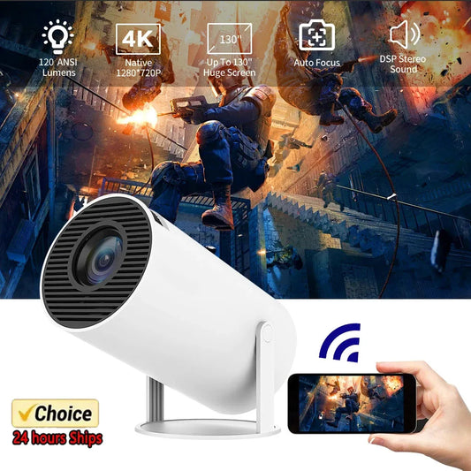 2025 HY300 Ultra 4K Ultra HD Portable Projector – Android 11, BT5.4, 300ANSI, Electronic Focus, Built-in Speaker for Home Theater