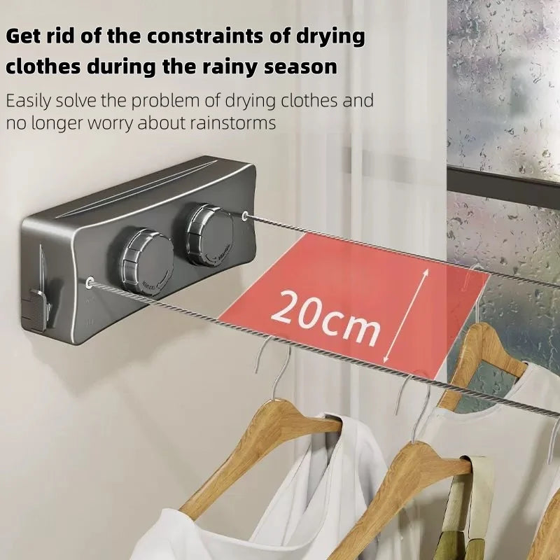 New 5.1 Meters Retractable Clothesline Dryer Indoor/Outdoor Bathroom Drying Rack Clothes Rack Laundry Drying Hanger Double Layer