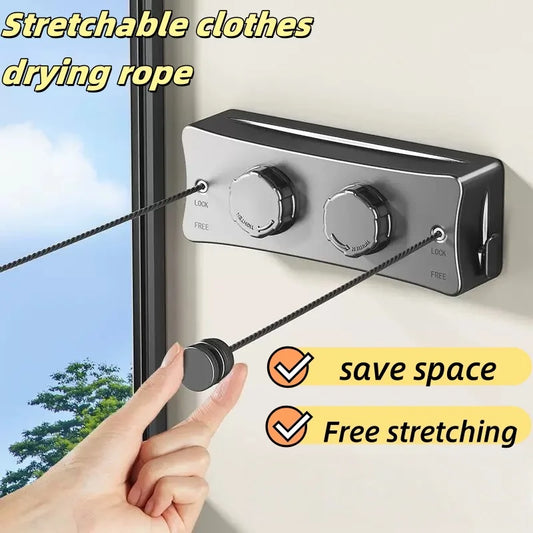 New 5.1 Meters Retractable Clothesline Dryer Indoor/Outdoor Bathroom Drying Rack Clothes Rack Laundry Drying Hanger Double Layer